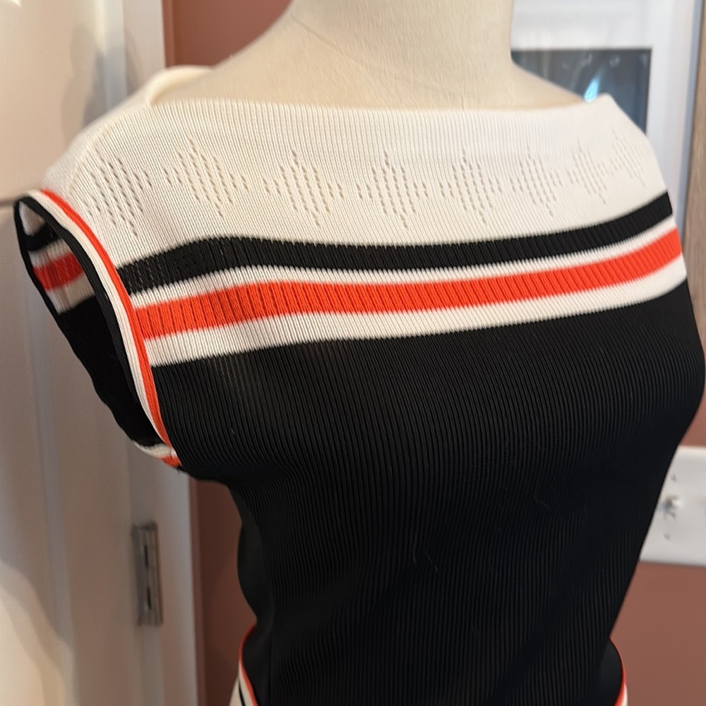 Vintage Bleeker Street polyester blend back zipper 10 capped sleeve knit dress - Picture 4 of 16